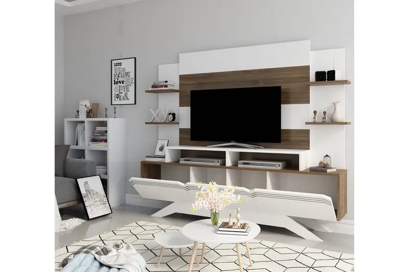 Hejde TV-møbelsett 149 cm - Hvit/Brun - Møbler - Mediamøbel & tv møbel - TV-møbelsett