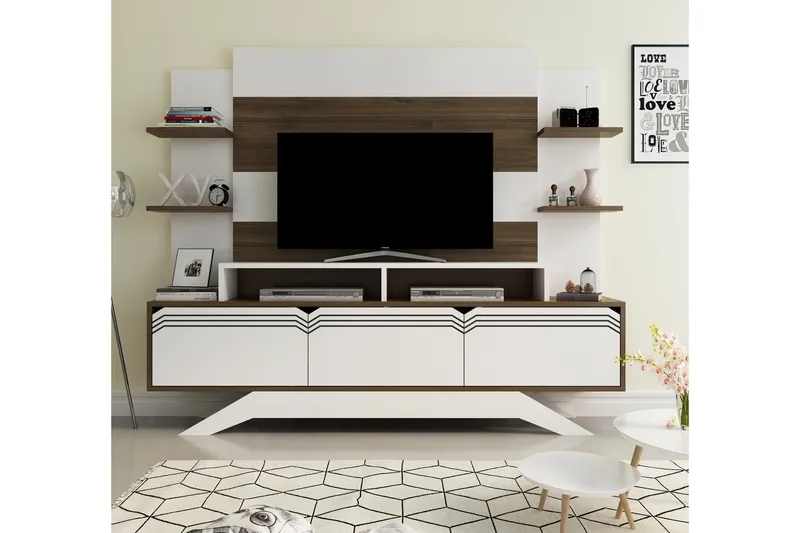 Hejde TV-møbelsett 149 cm - Hvit/Brun - Møbler - Mediamøbel & tv møbel - TV-møbelsett