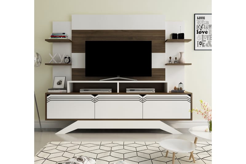 Hejde TV-møbelsett 149 cm - Hvit/Brun - Møbler - Mediamøbel & tv møbel - TV-møbelsett