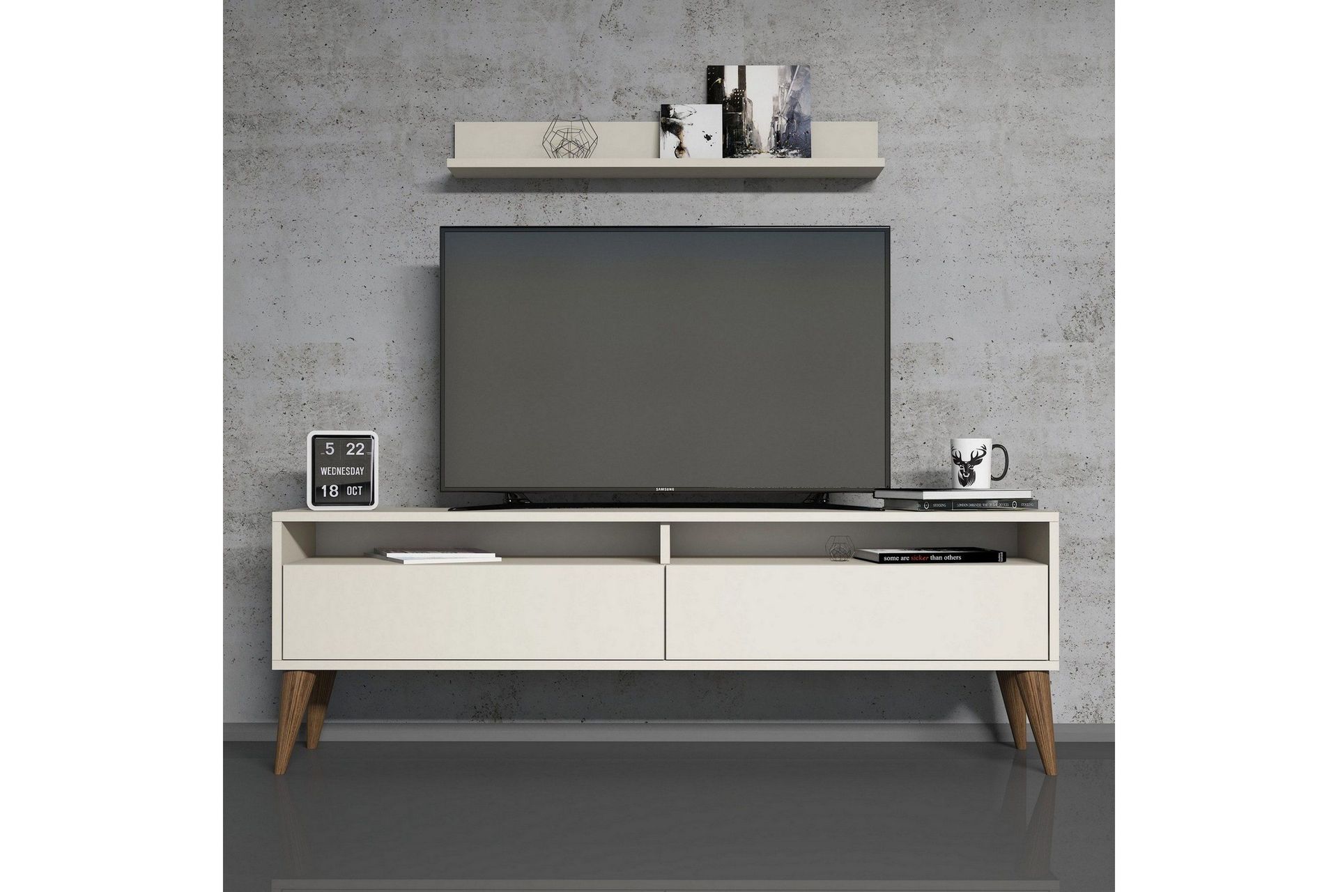 Hoptrup TV-møbelsett 150 cm - Hvit/Grå