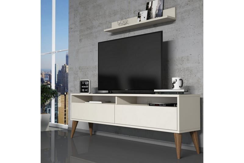 Hoptrup TV-møbelsett 150 cm - Hvit/Grå - Møbler - Mediamøbel & tv møbel - TV-møbelsett