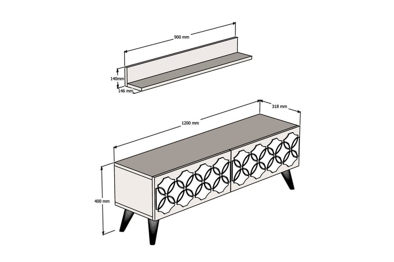 Hovdane TV-Benk 120 cm - Brun - TV-møbelsett