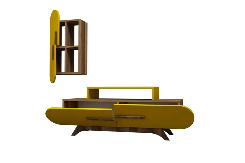Hovdane TV-Benk 145 cm - Brun/Gul - Møbler - Mediamøbel & tv møbel - TV-møbelsett