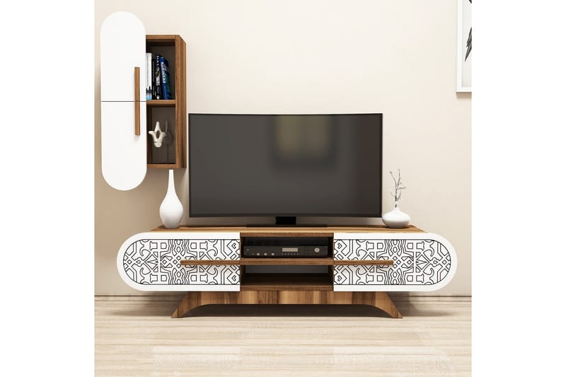 Hovdane TV-Benk 145 cm - Brun/Hvit - Møbler - Mediamøbel & tv møbel - TV-møbelsett