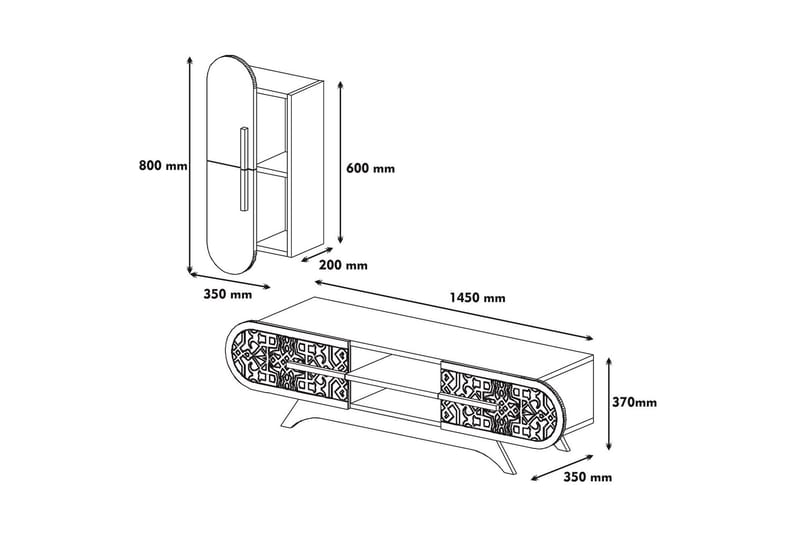 Hovdane TV-Benk 145 cm - Brun/Hvit - Møbler - Mediamøbel & tv møbel - TV-møbelsett