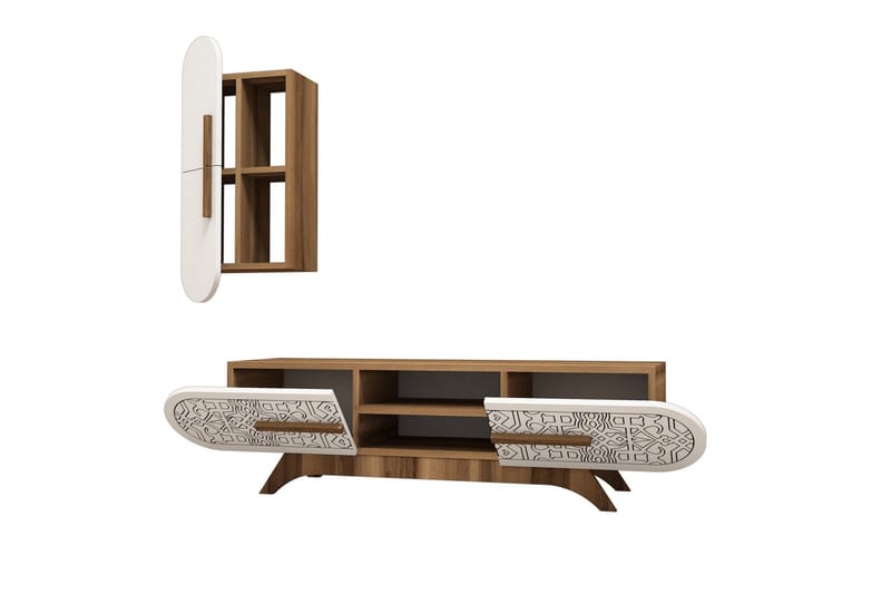 Hovdane TV-Benk 145 cm - Brun/Hvit - Møbler - Mediamøbel & tv møbel - TV-møbelsett