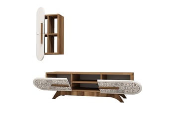 Hovdane TV-Benk 145 cm - Brun/Hvit - Møbler - Mediamøbel & tv møbel - TV-møbelsett