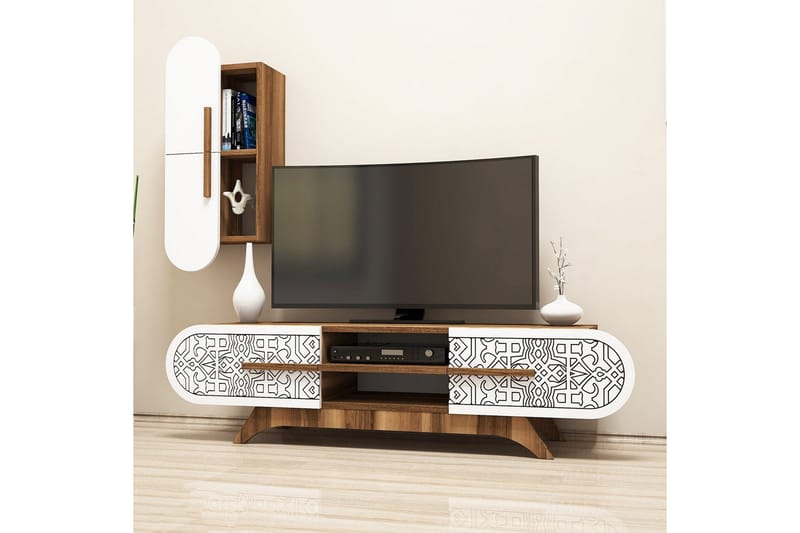 Hovdane TV-Benk 145 cm - Brun/Hvit - Møbler - Mediamøbel & tv møbel - TV-møbelsett