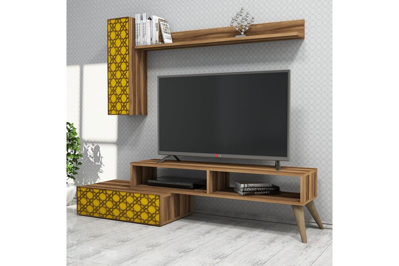 Hovdane TV-Benk 150 cm - Brun/Gul - TV-møbelsett