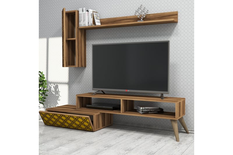 Hovdane TV-Benk 150 cm - Brun/Gul - TV-møbelsett