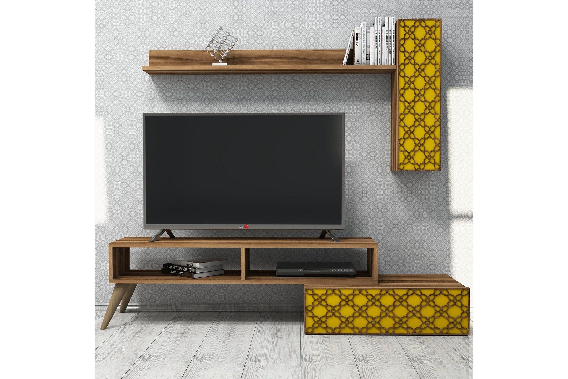 Hovdane TV-Benk 150 cm - Brun/Gul