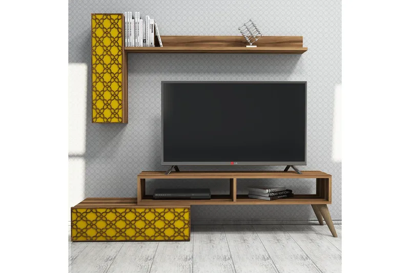 Hovdane TV-Benk 150 cm - Brun/Gul - Møbler - Mediamøbel & tv møbel - TV-møbelsett