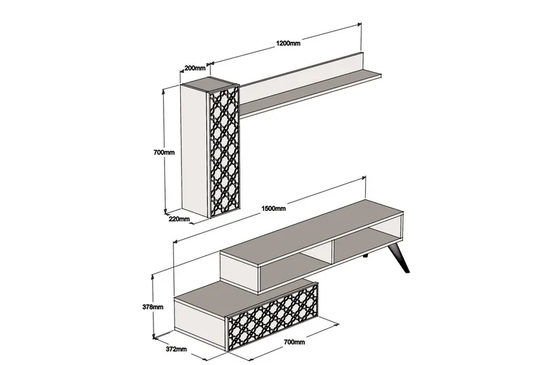 Hovdane TV-Benk 150 cm - Brun/Gul - Møbler - Mediamøbel & tv møbel - TV-møbelsett