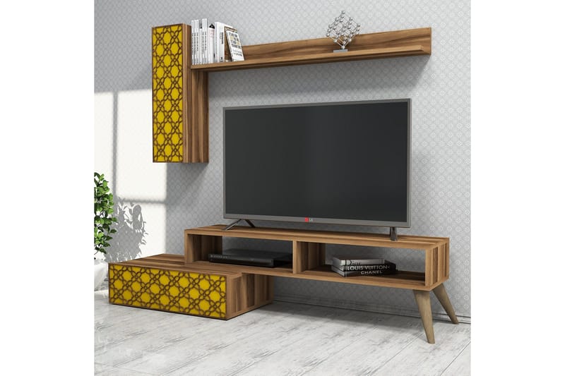 Hovdane TV-Benk 150 cm - Brun/Gul - Møbler - Mediamøbel & tv møbel - TV-møbelsett