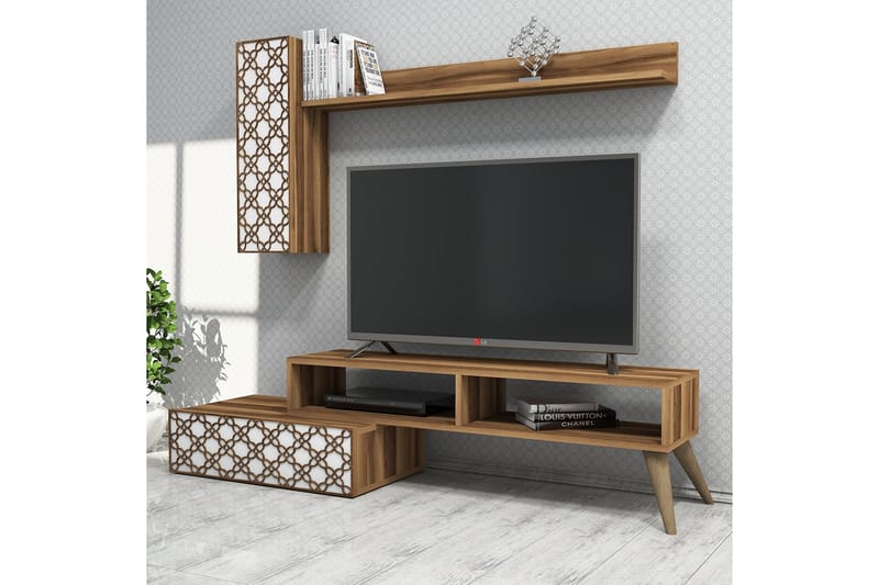 Hovdane TV-Benk 150 cm - Brun/Hvit - TV-møbelsett