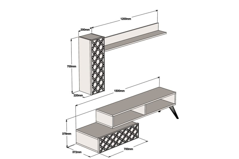 Hovdane TV-Benk 150 cm - Brun/Hvit - Møbler - Mediamøbel & tv møbel - TV-møbelsett