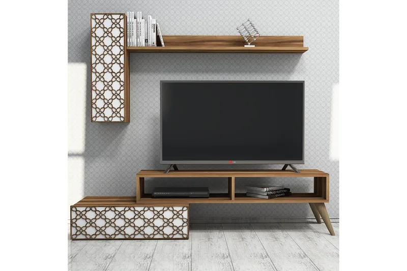 Hovdane TV-Benk 150 cm, Brun/Hvit