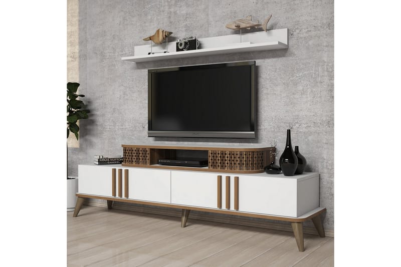 Hovdane TV-Benk 168 cm - Hvit - TV-møbelsett