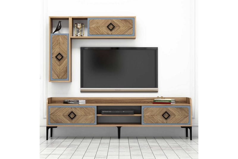 Hovdane TV-Benk 180 cm - Brun/Blå - Møbler - Mediamøbel & tv møbel - TV-møbelsett