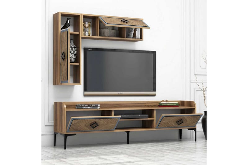 Hovdane TV-Benk 180 cm - Brun/Blå - Møbler - Mediamøbel & tv møbel - TV-møbelsett