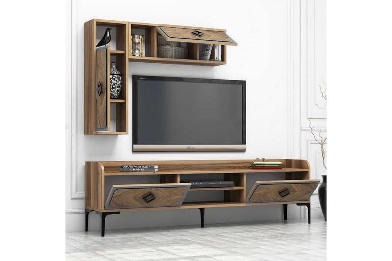 Hovdane TV-Benk 180 cm - Brun/Blå - Møbler - Mediamøbel & tv møbel - TV-møbelsett