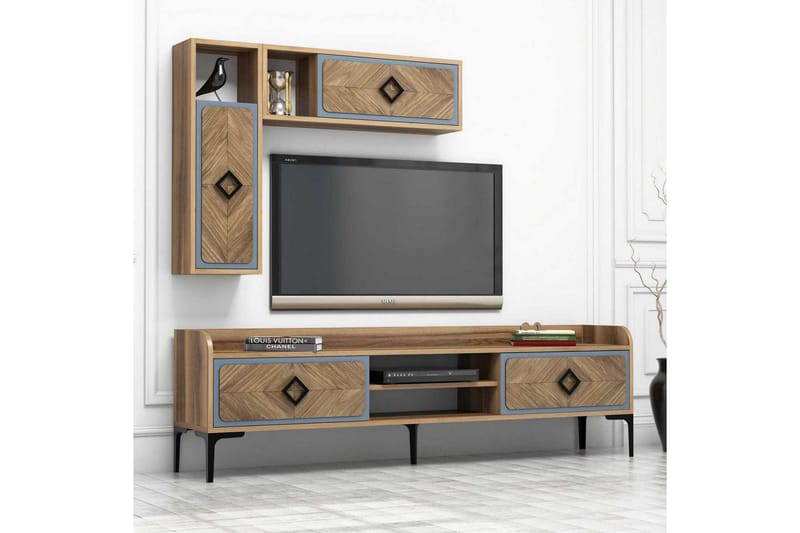 Hovdane TV-Benk 180 cm - Brun/Blå - Møbler - Mediamøbel & tv møbel - TV-møbelsett
