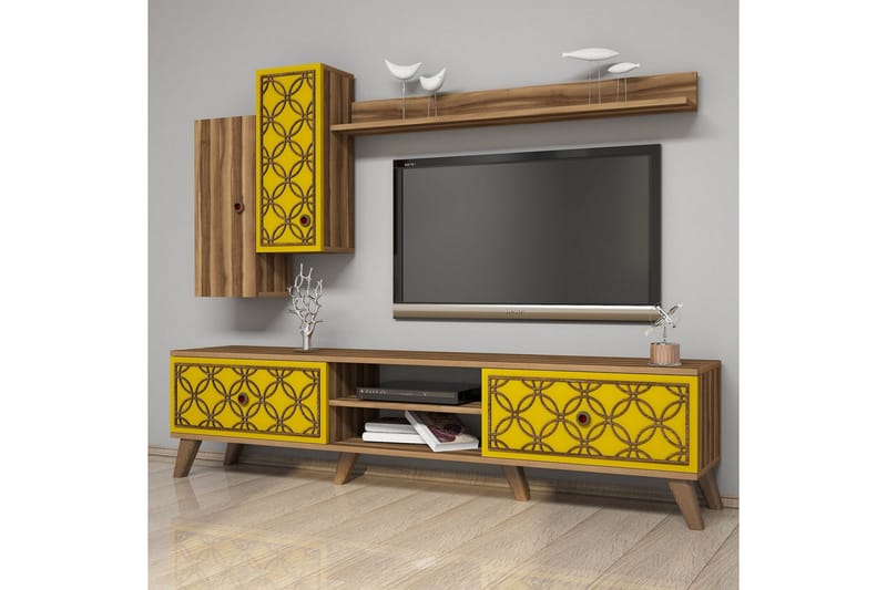 Hovdane TV-Benk 180 cm - Brun/Gul - Møbler - Mediamøbel & tv møbel - TV-møbelsett