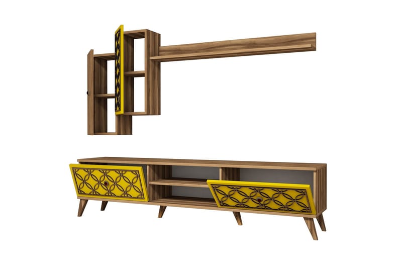 Hovdane TV-Benk 180 cm - Brun/Gul - Møbler - Mediamøbel & tv møbel - TV-møbelsett