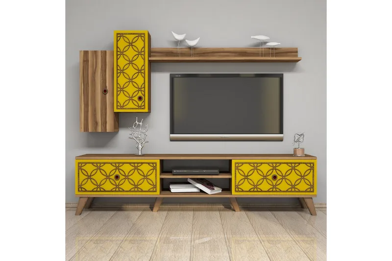 Hovdane TV-Benk 180 cm - Brun/Gul - Møbler - Mediamøbel & tv møbel - TV-møbelsett