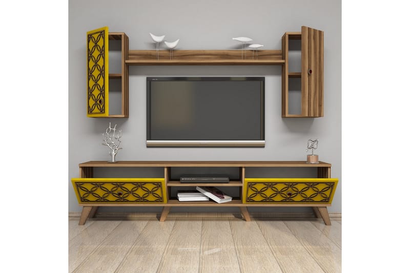 Hovdane TV-Benk 180 cm - Brun/Gul - Møbler - Mediamøbel & tv møbel - TV-møbelsett