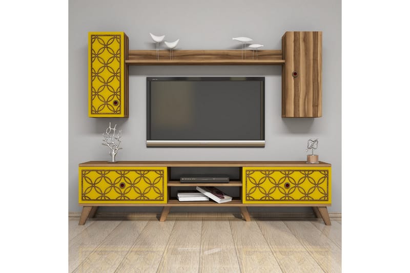 Hovdane TV-Benk 180 cm - Brun/Gul - Møbler - Mediamøbel & tv møbel - TV-møbelsett