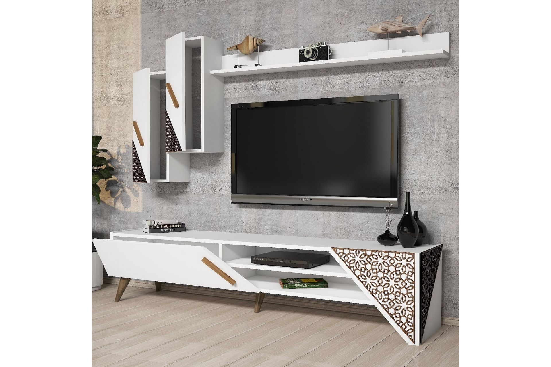 Hovdane TV-Benk 180 cm - Hvit - Møbler - Mediamøbel & tv møbel - TV-møbelsett