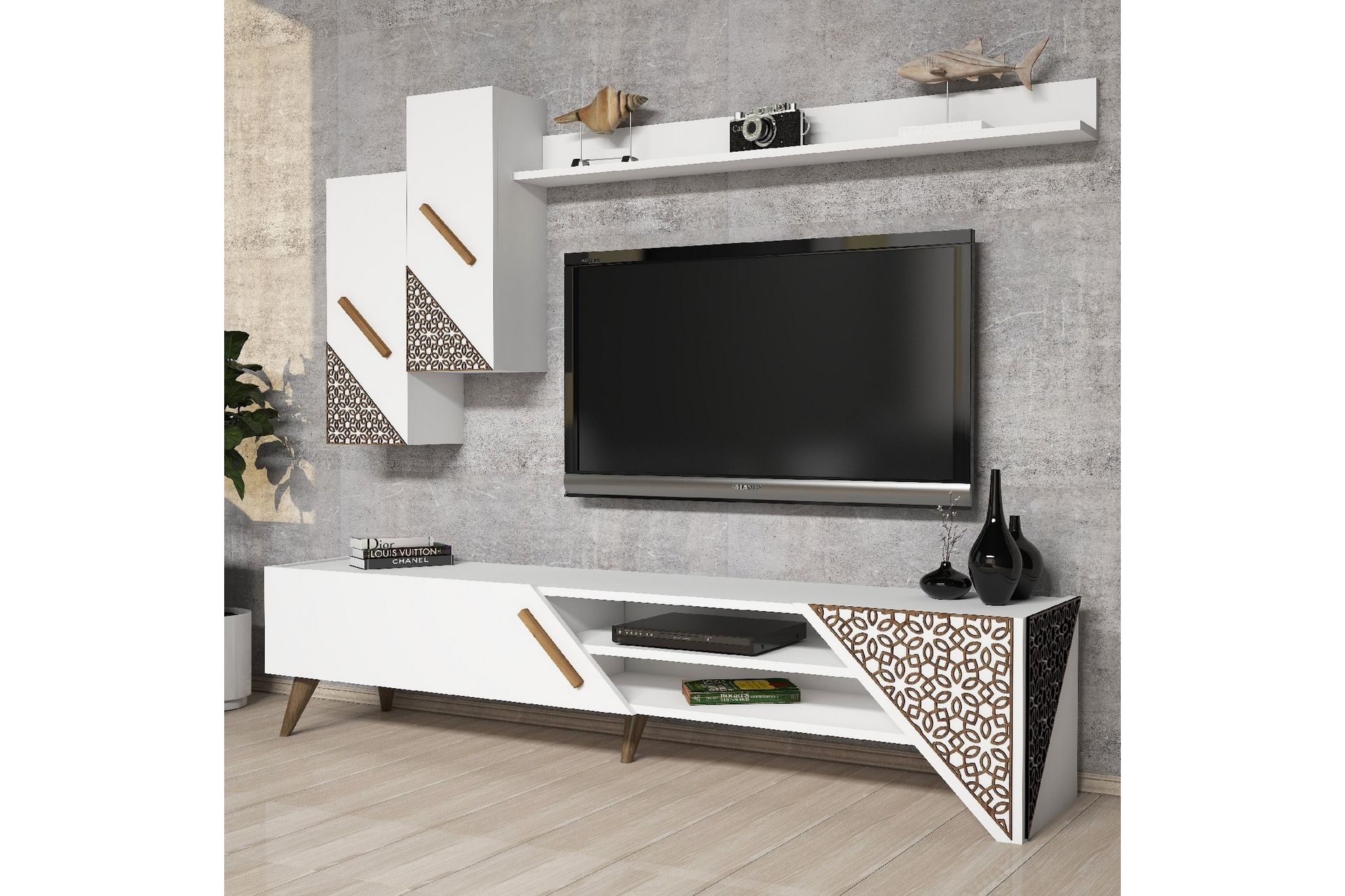 Hovdane TV-Benk 180 cm - Hvit - Møbler - Mediamøbel & tv møbel - TV-møbelsett