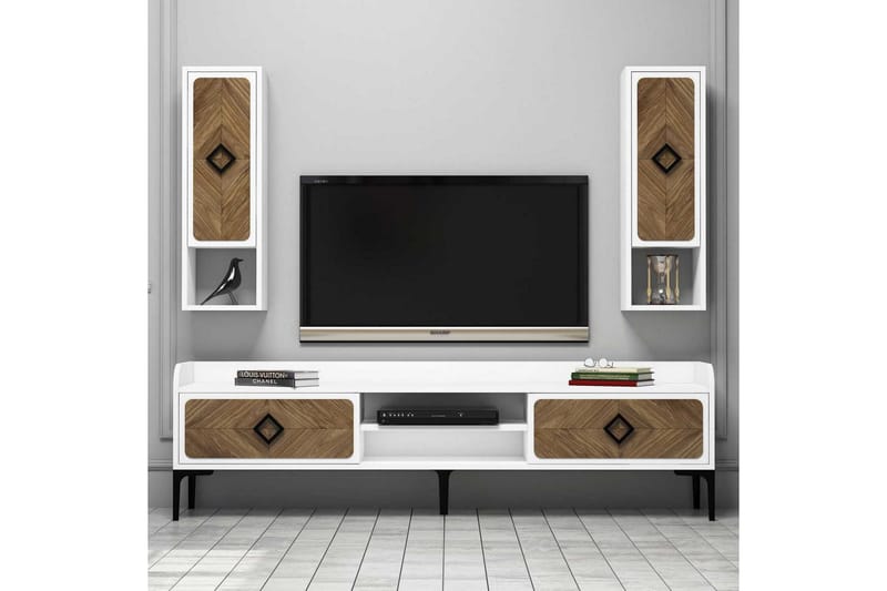 Hovdane TV-Benk 180 cm - Hvit/Brun - Møbler - Mediamøbel & tv møbel - TV-møbelsett