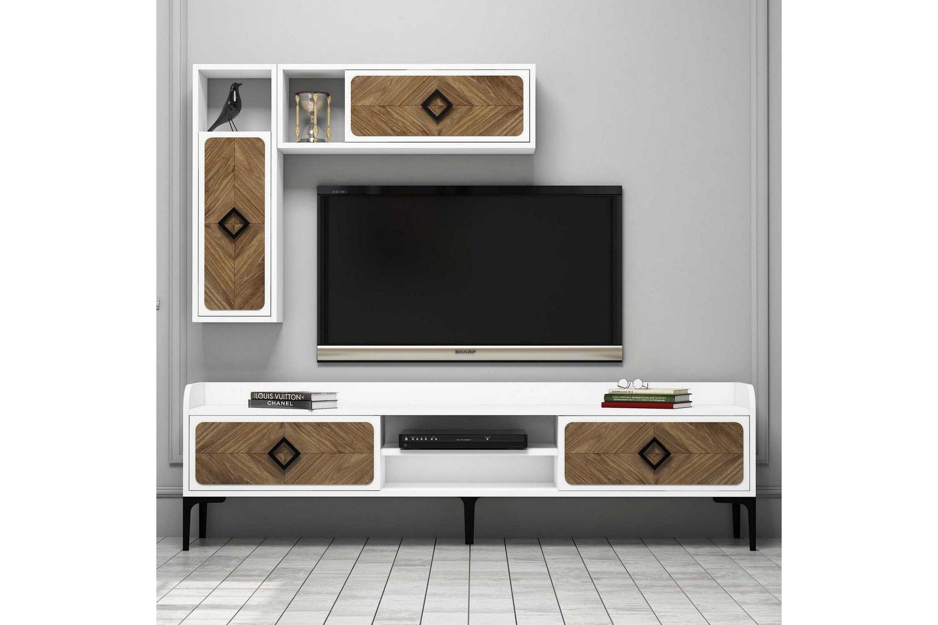 Hovdane TV-Benk 180 cm - Hvit/Brun