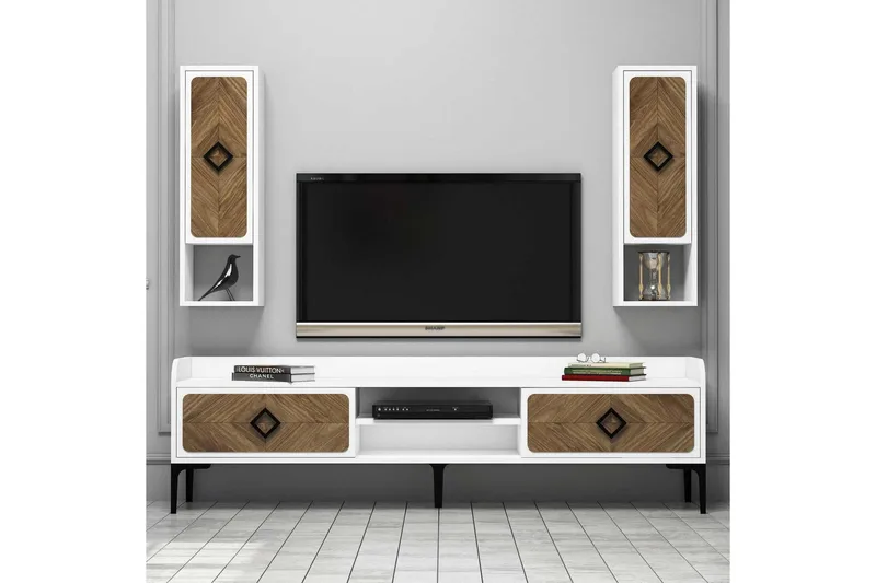 Hovdane TV-Benk 180 cm - Hvit/Brun - Møbler - Mediamøbel & tv møbel - TV-møbelsett