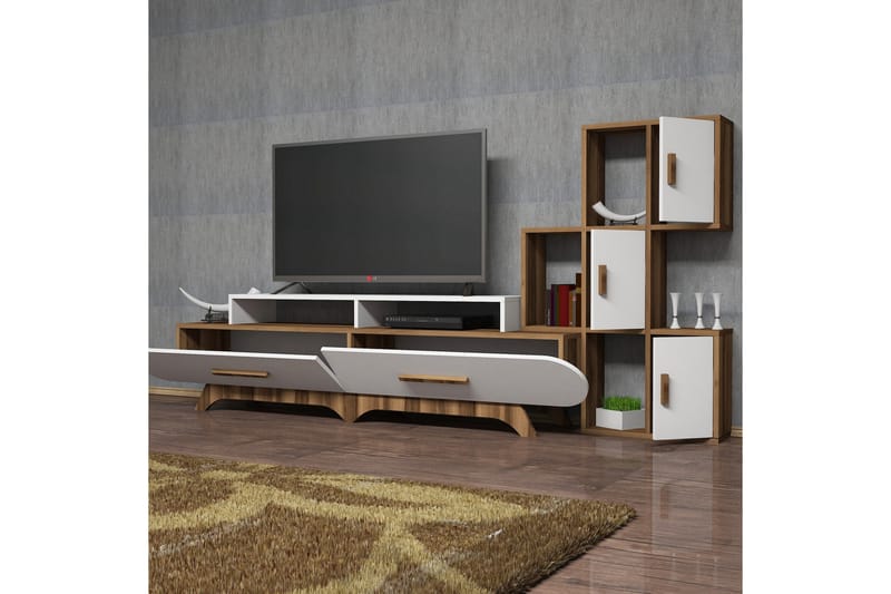 Hovdane TV-Benk 205 cm - Brun/Hvit - Møbler - Mediamøbel & tv møbel - TV-møbelsett