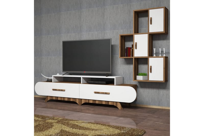 Hovdane TV-Benk 205 cm - Brun/Hvit - Møbler - Mediamøbel & tv møbel - TV-møbelsett