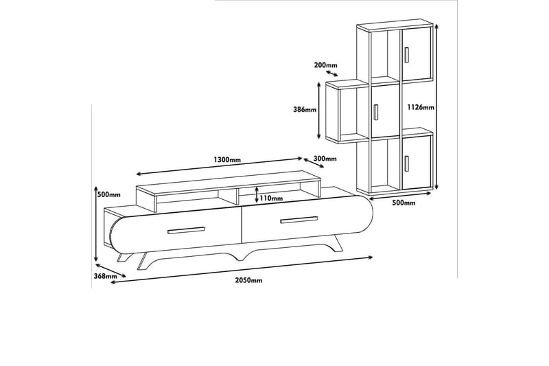 Hovdane TV-Benk 205 cm - Brun/Hvit - Møbler - Mediamøbel & tv møbel - TV-møbelsett