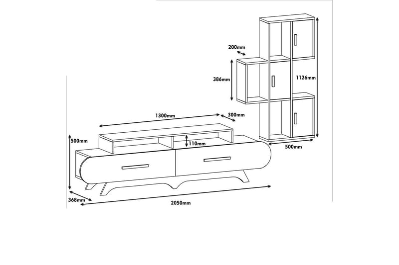 Hovdane TV-Benk 205 cm - Brun/Hvit - Møbler - Mediamøbel & tv møbel - TV-møbelsett