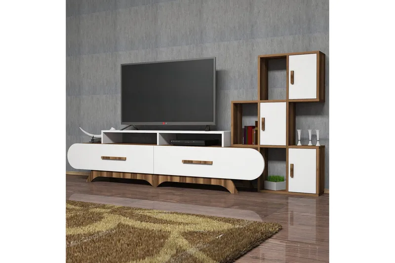 Hovdane TV-Benk 205 cm - Brun/Hvit - Møbler - Mediamøbel & tv møbel - TV-møbelsett