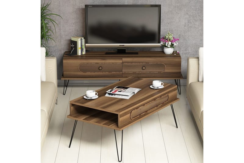 Hovdane TV-møbelsett 145 cm - Brun - Møbler - Mediamøbel & tv møbel - TV-møbelsett