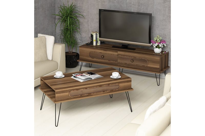 Hovdane TV-møbelsett 145 cm - Brun - Møbler - Mediamøbel & tv møbel - TV-møbelsett