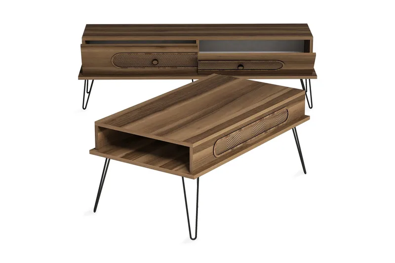 Hovdane TV-møbelsett 145 cm - Brun - Møbler - Mediamøbel & tv møbel - TV-møbelsett