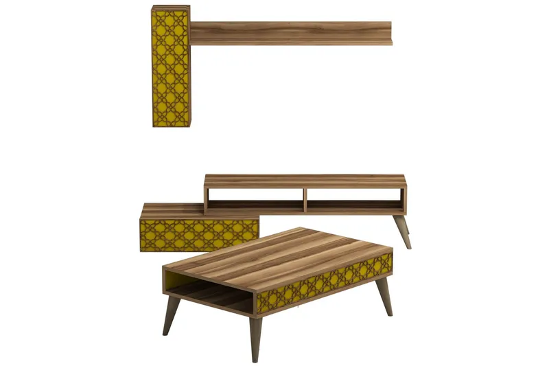 Hovdane TV-Møbelsett 150 cm - Brun/Gul - Møbler - Mediamøbel & tv møbel - TV-møbelsett