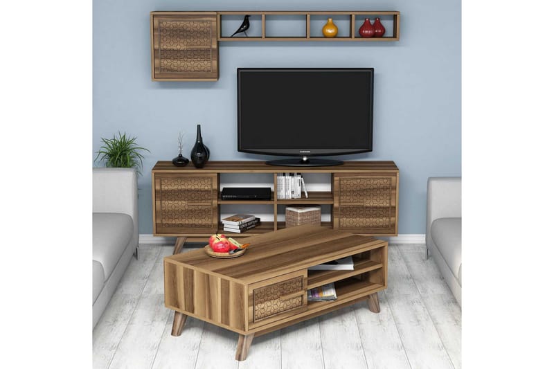Hovdane TV-møbelsett 160 cm - Brun - Møbler - Mediamøbel & tv m�øbel - TV-møbelsett
