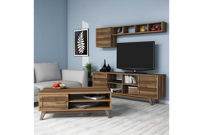 Hovdane TV-møbelsett 160 cm - Brun - Møbler - Mediamøbel & tv møbel - TV-møbelsett