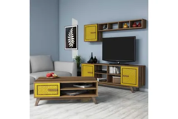 Hovdane TV-Møbelsett 160 cm - Brun/Gul - Møbler - Mediamøbel & tv møbel - TV-møbelsett