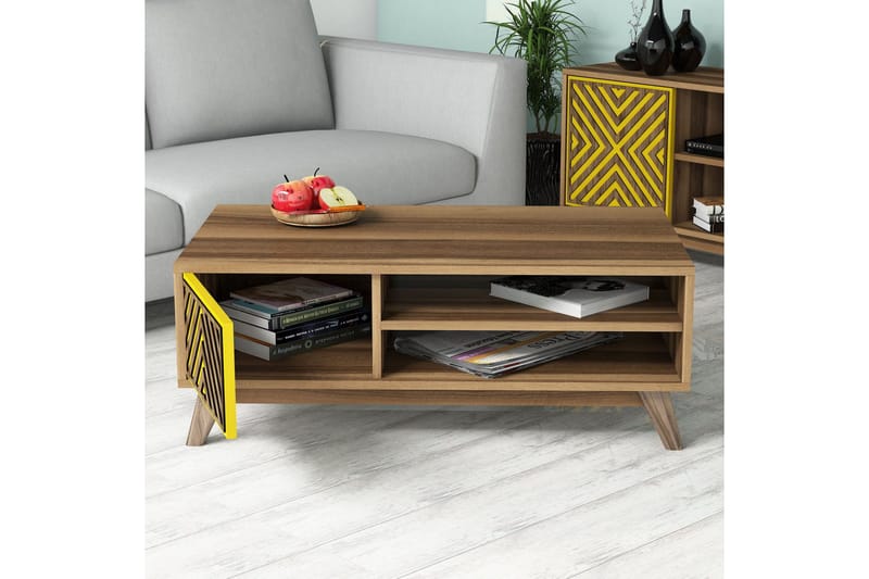 Hovdane TV-Møbelsett 160 cm - Brun/Gul - Møbler - Mediamøbel & tv møbel - TV-møbelsett