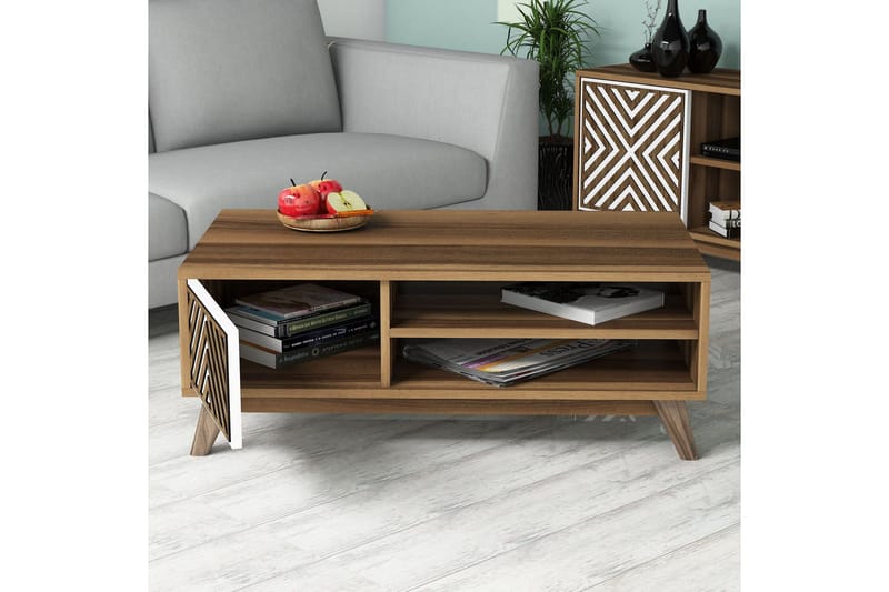 Hovdane TV-møbelsett 160 cm - Brun/Hvit - Møbler - Mediamøbel & tv møbel - TV-møbelsett